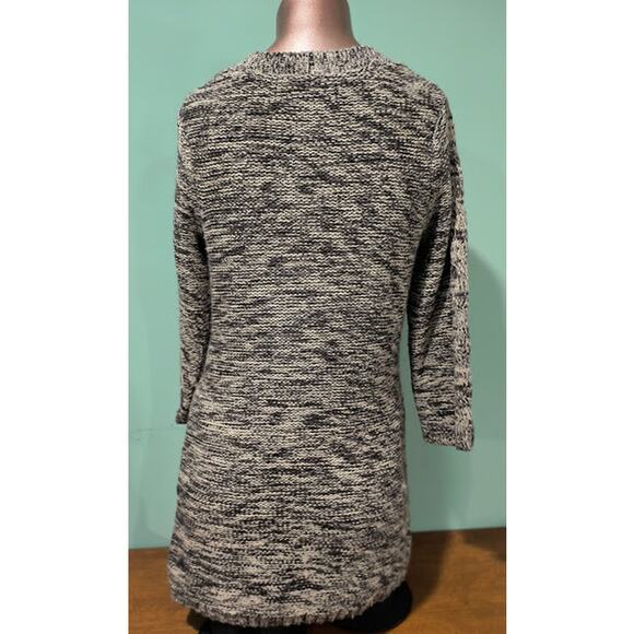 JJ Basics Brown and Beige Variegated 3/4 Sleeve Tunic Sweater with Pockets Sz M - Picture 4 of 5